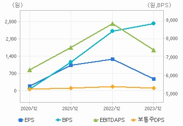 최근 4개년 연간 Per Share 지표: 자세한 내용은 클릭후 팝업창 참고